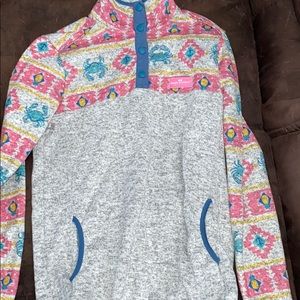 simply southern quarter button pull over size med